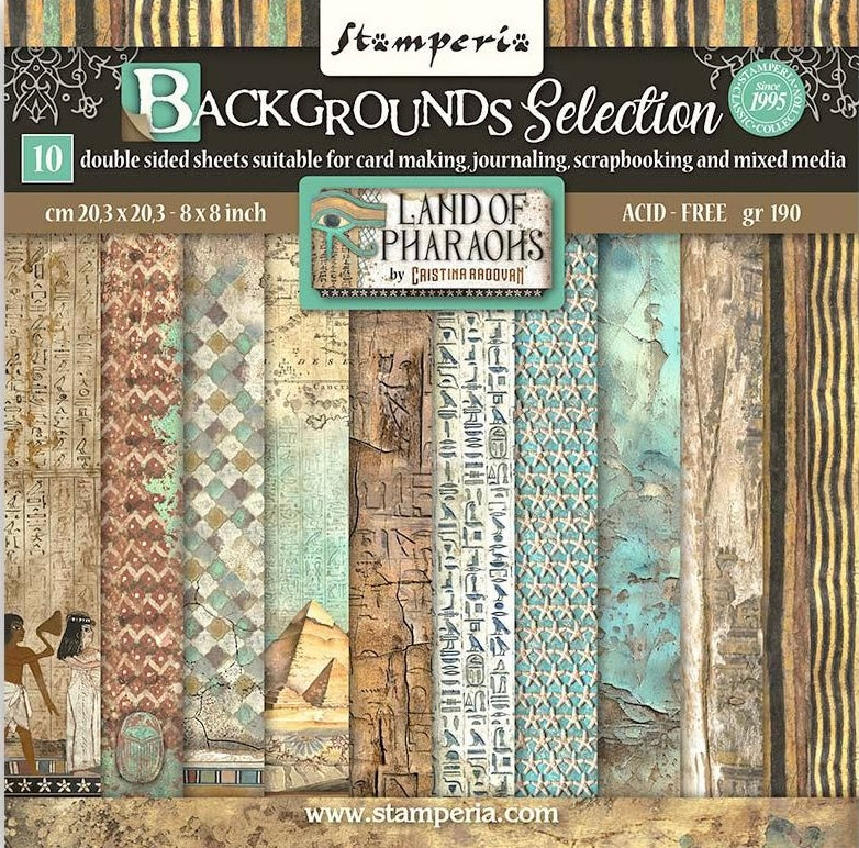 Stamperia Fortune Land of Pharaohs Backgrounds 8โ x 8โ Paper Pad