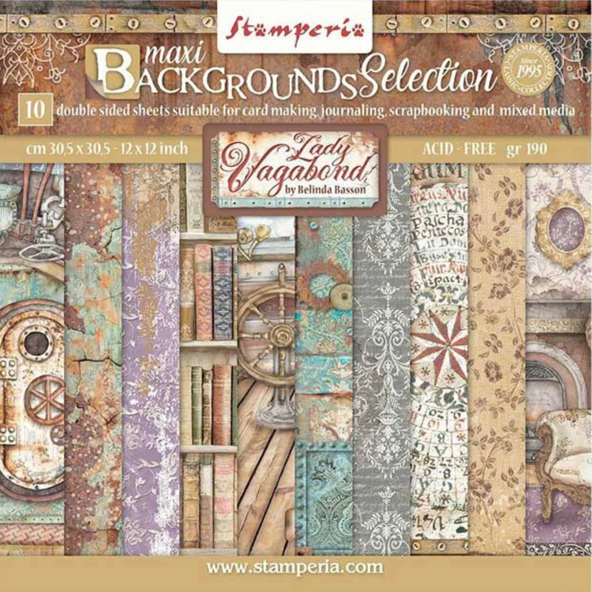 Stamperia Lady Vagabond 12 x 12 Backgrounds Selection Paper Pad
