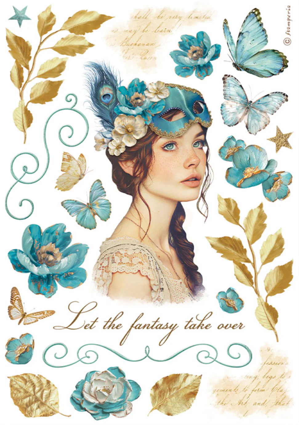 Stamperia Masquerade Washi Pad (8 Sheets) - Image 7