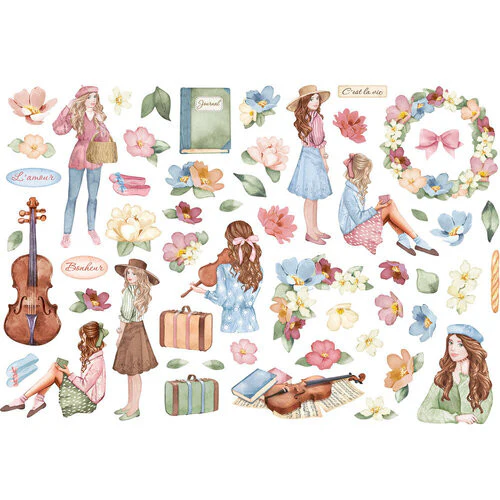 Stamperia Oh La La Ephemera Girls and Flowers - Image 2