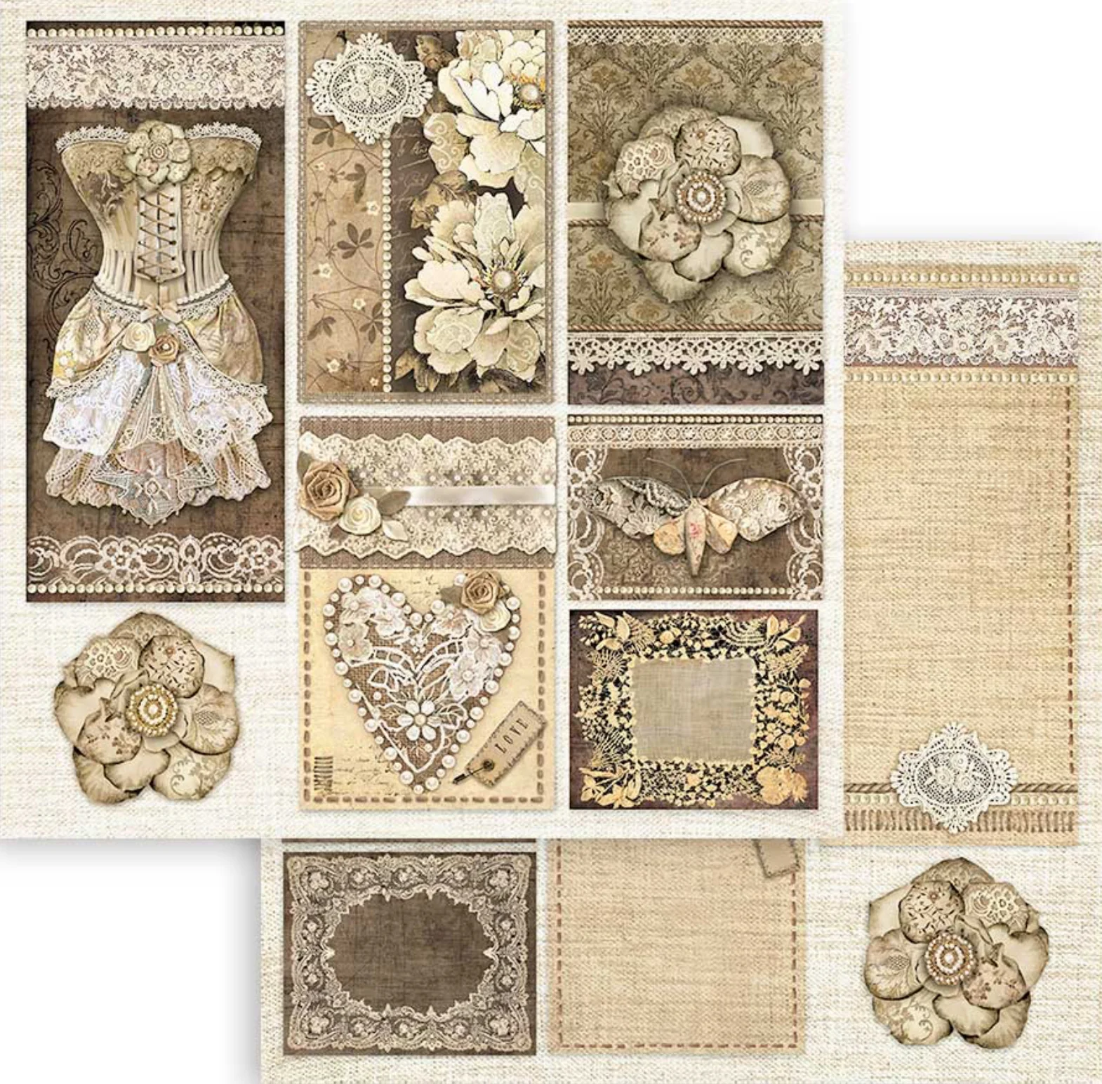 Stamperia Old Lace 8” x 8” Paper Pad - Image 4