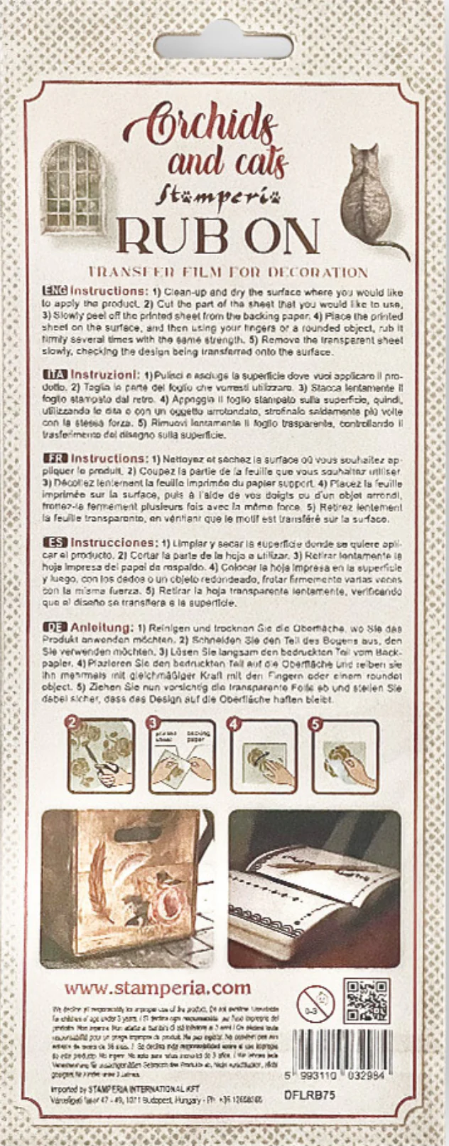 Stamperia Orchids & Cats Rub On - Cat - Image 2