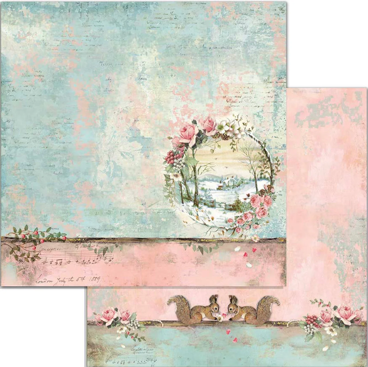 Stamperia Pink Christmas Paper Pack 12” x 12” - Image 5