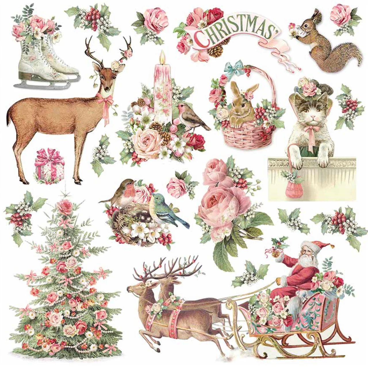 Stamperia Pink Christmas Paper Pack 12” x 12” - Image 7