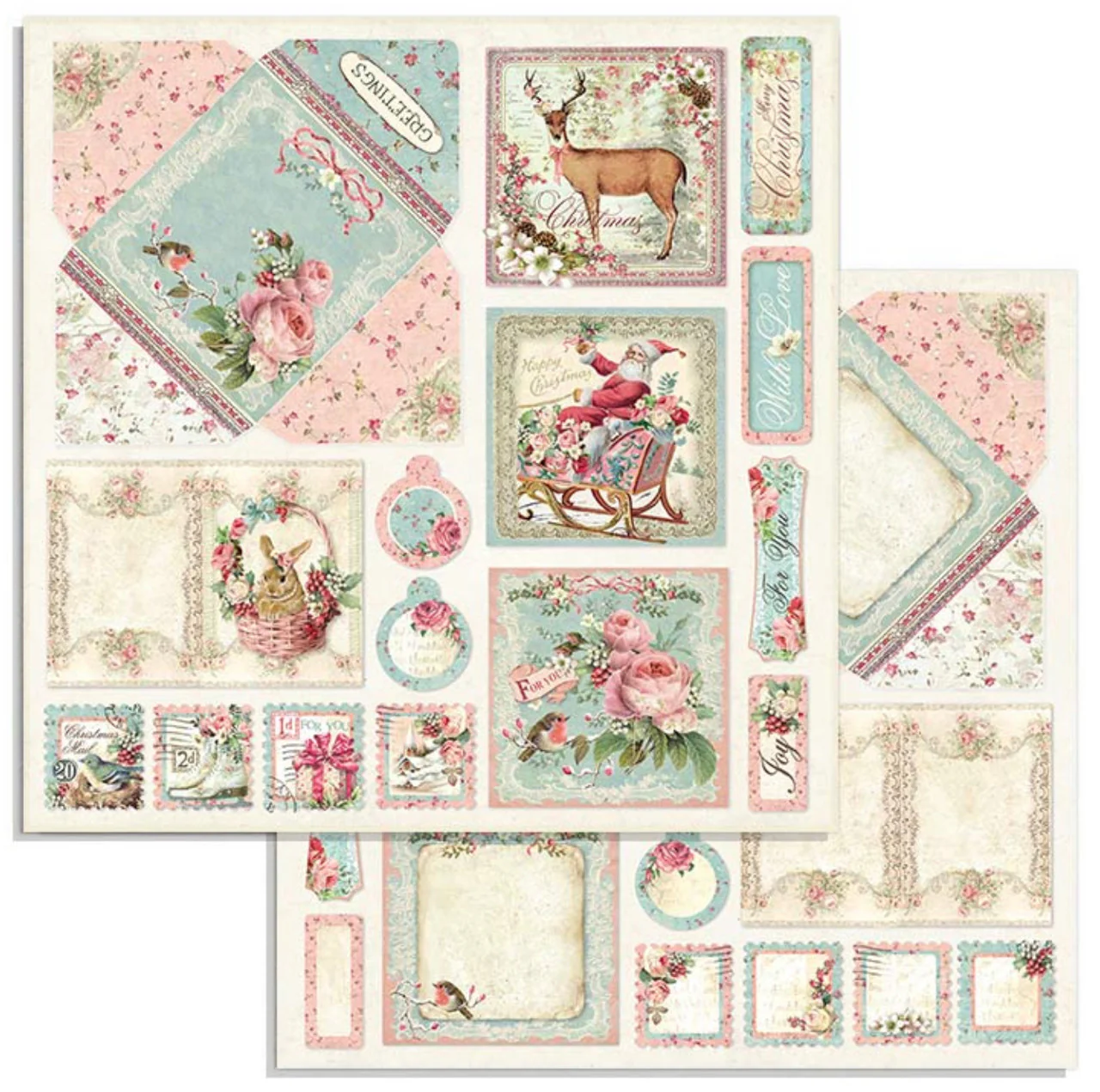 Stamperia Pink Christmas Paper Pack 8” x 8” - Image 5