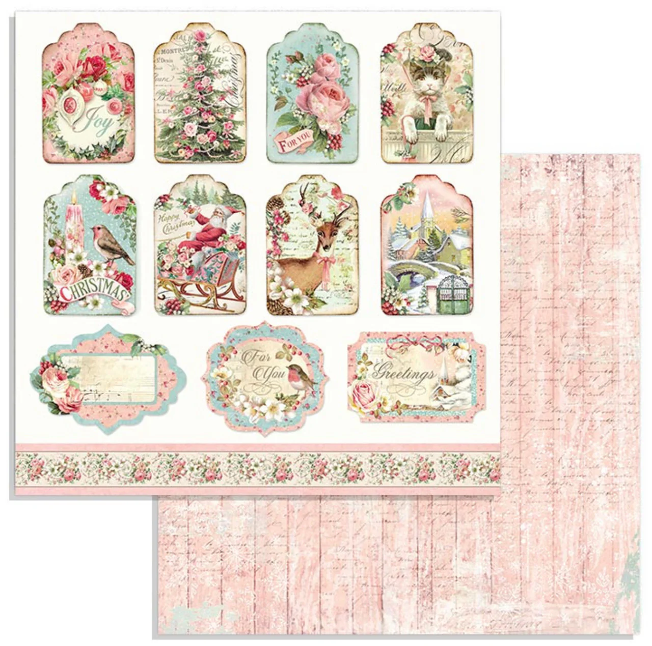 Stamperia Pink Christmas Paper Pack 8” x 8” - Image 8