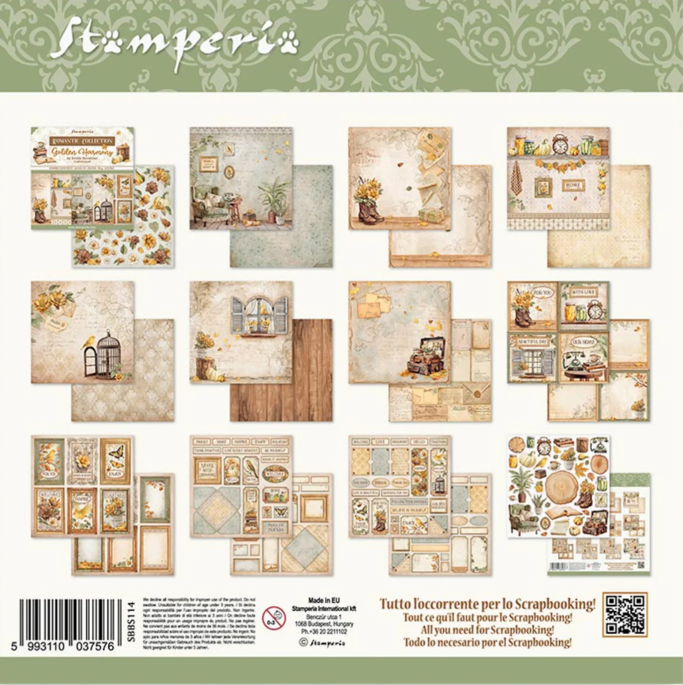 Stamperia Romantic Collection - Golden Harmony 8” x 8” Paper Pad - Image 14