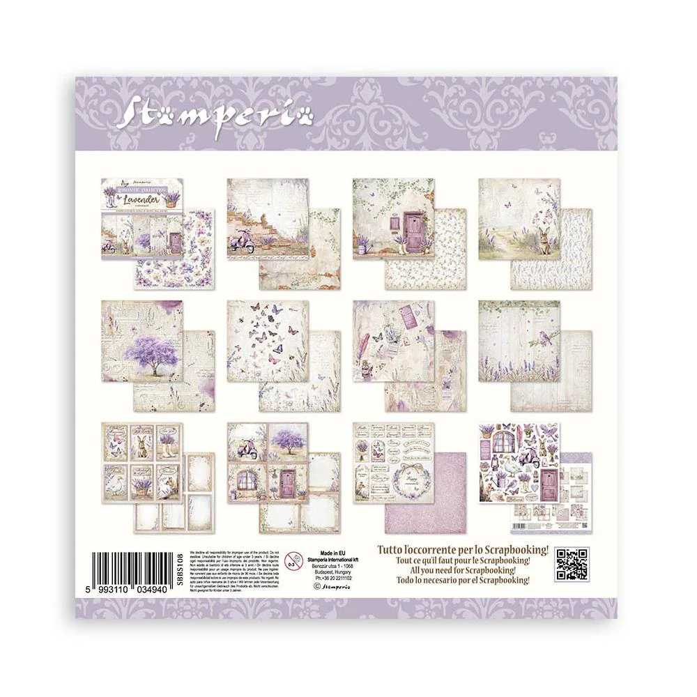 Stamperia Romantic Collection - Lavender 8” x 8” Paper Pad - Image 2