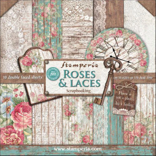 Stamperia Roses and Laces Paper Pack 12” x 12” - Image 12