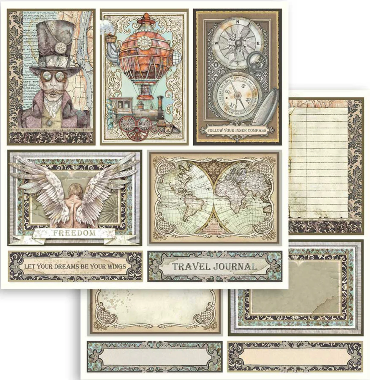 Stamperia Sir Vagabond 12” x 12” Paper Pack - Image 4