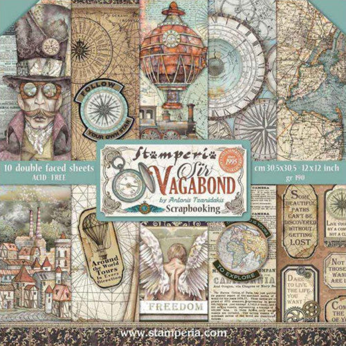 Stamperia Sir Vagabond 12” x 12” Paper Pack - Image 9