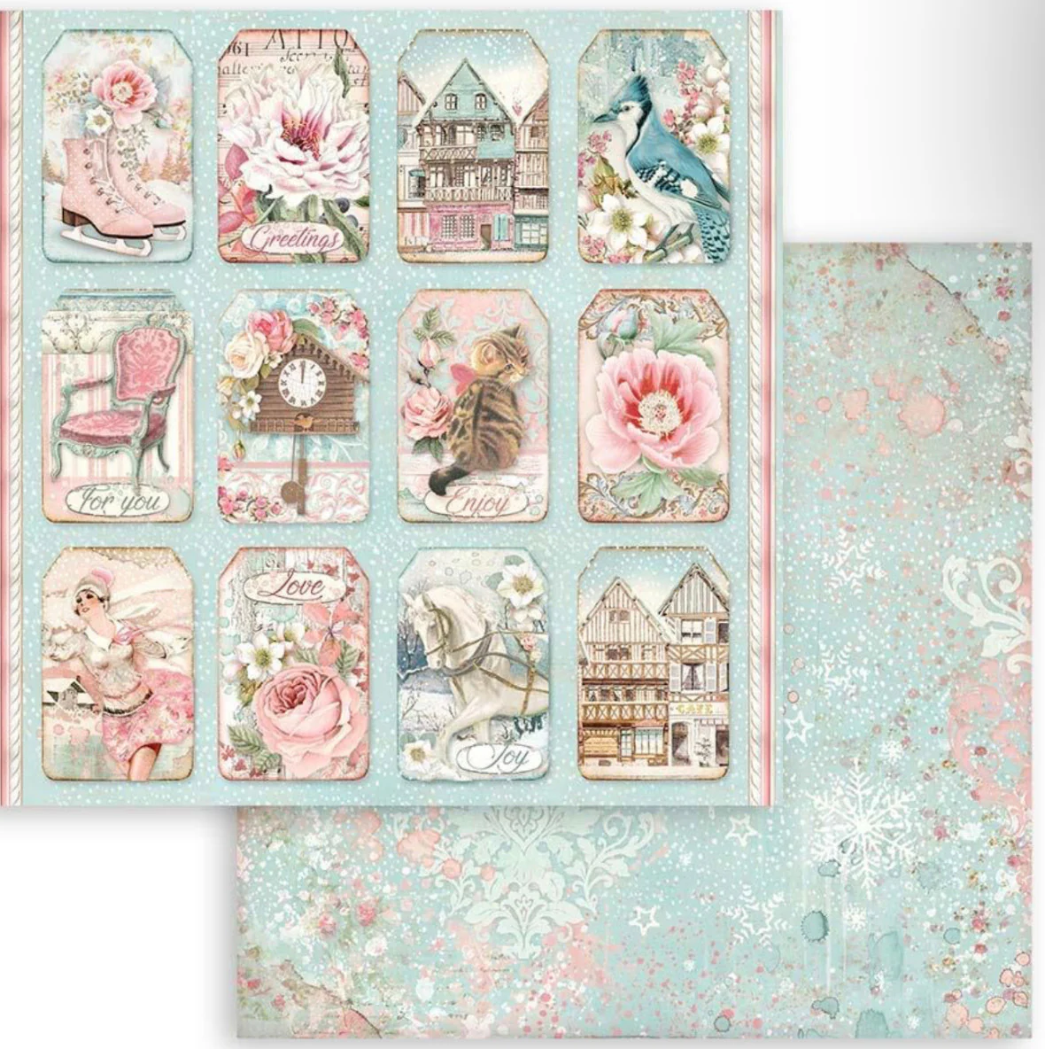 Stamperia Sweet Winter Double Faced Paper Pack 8” x 8” - Image 3