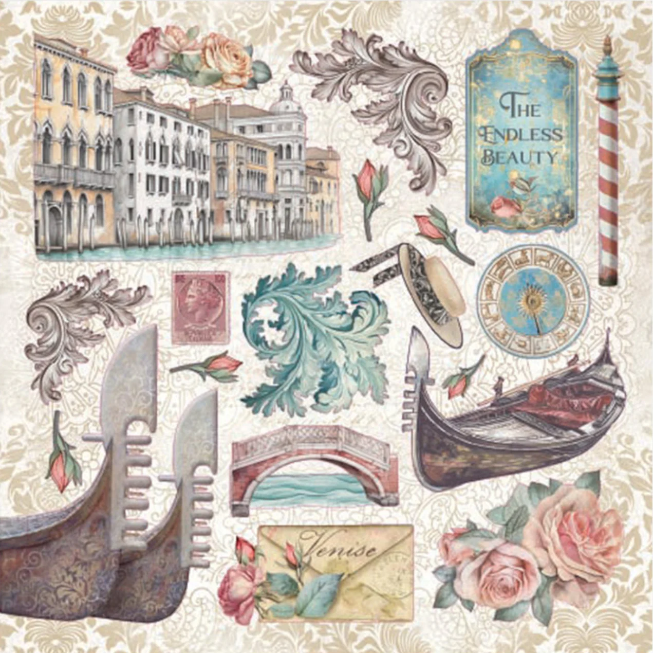 Stamperia Venice Stickers (4 Sheets) - Image 2