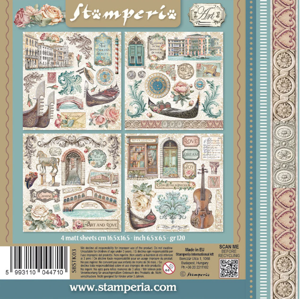Stamperia Venice Stickers (4 Sheets) - Image 6