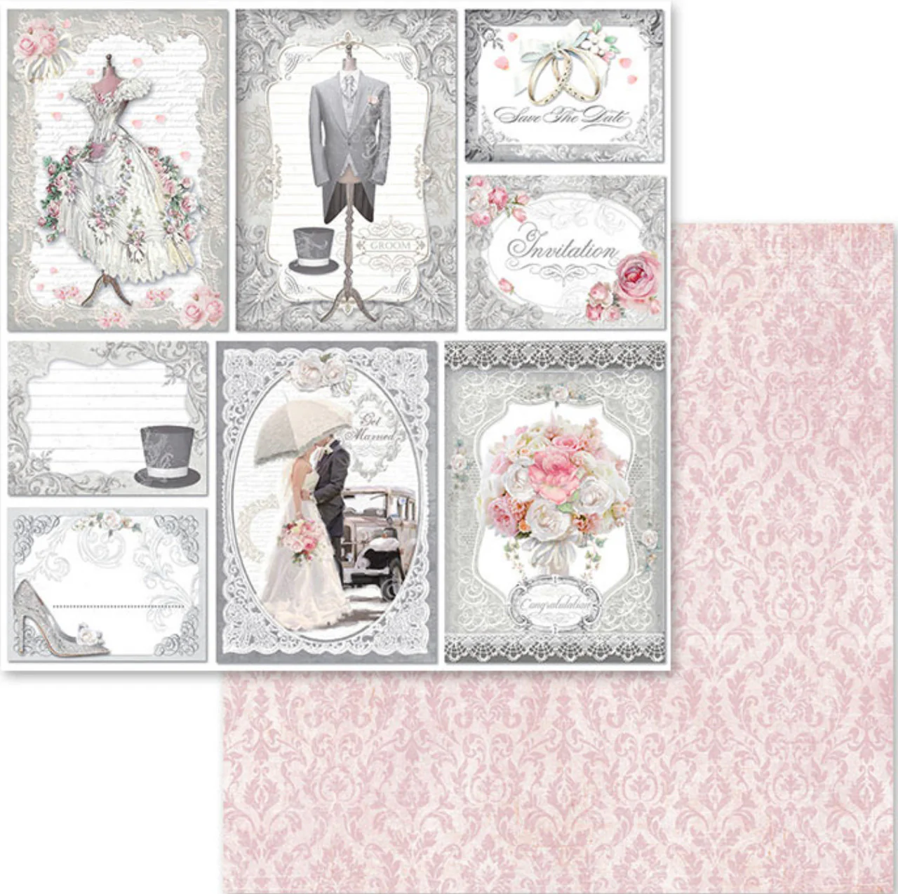 Stamperia Wedding Paper Pack 12” x 12” - Image 9