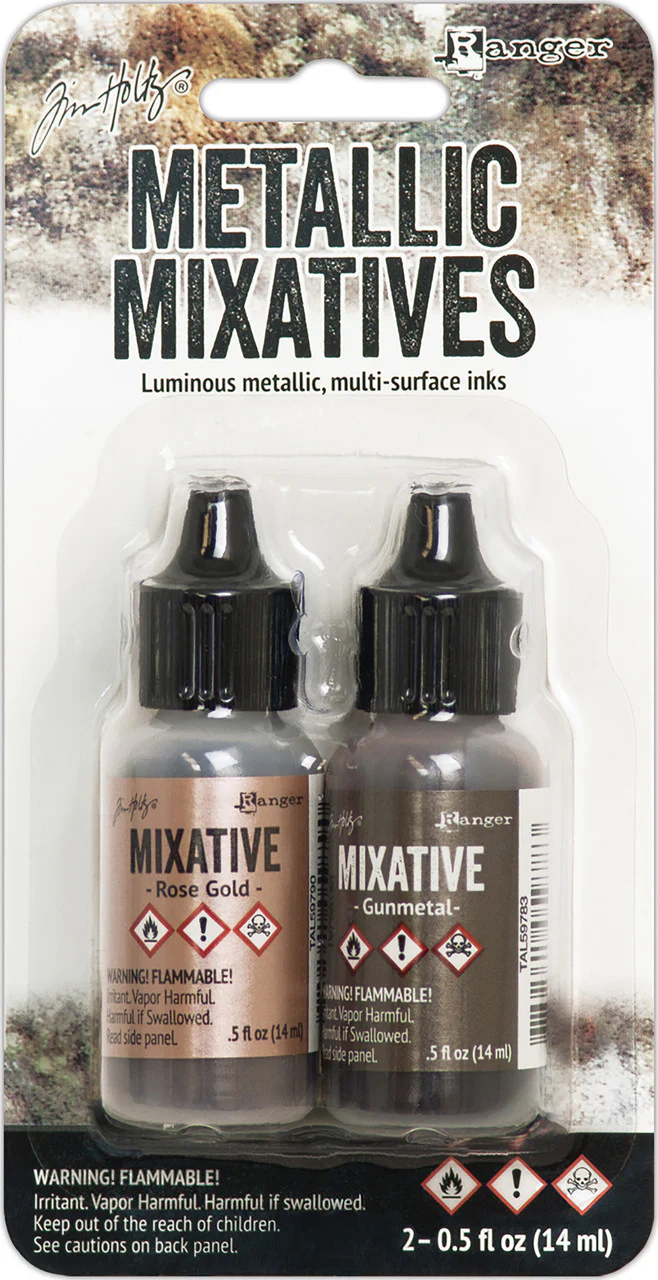 Tim Holtz Alcohol Ink Metallic Mixative Rose Gold & Gunmetal 0.5 oz