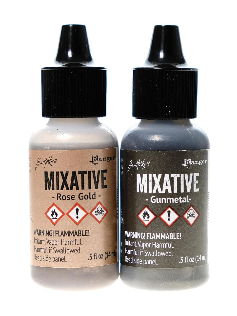 Tim Holtz Alcohol Ink Metallic Mixative Rose Gold & Gunmetal 0.5 oz - Image 2